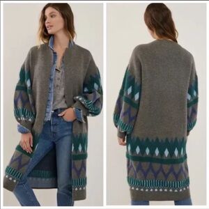 Anthropologie Kai Long Open Cardigan Sweater One Size Gray Excellent RARE HTF